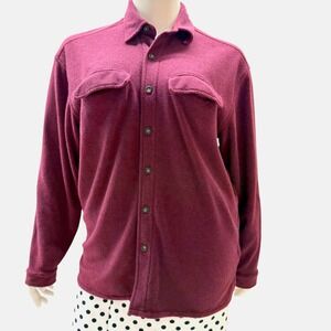 North Forty Four Fleece Button Down Shirt Burgundy Shacket Gorpcore Cabin Large